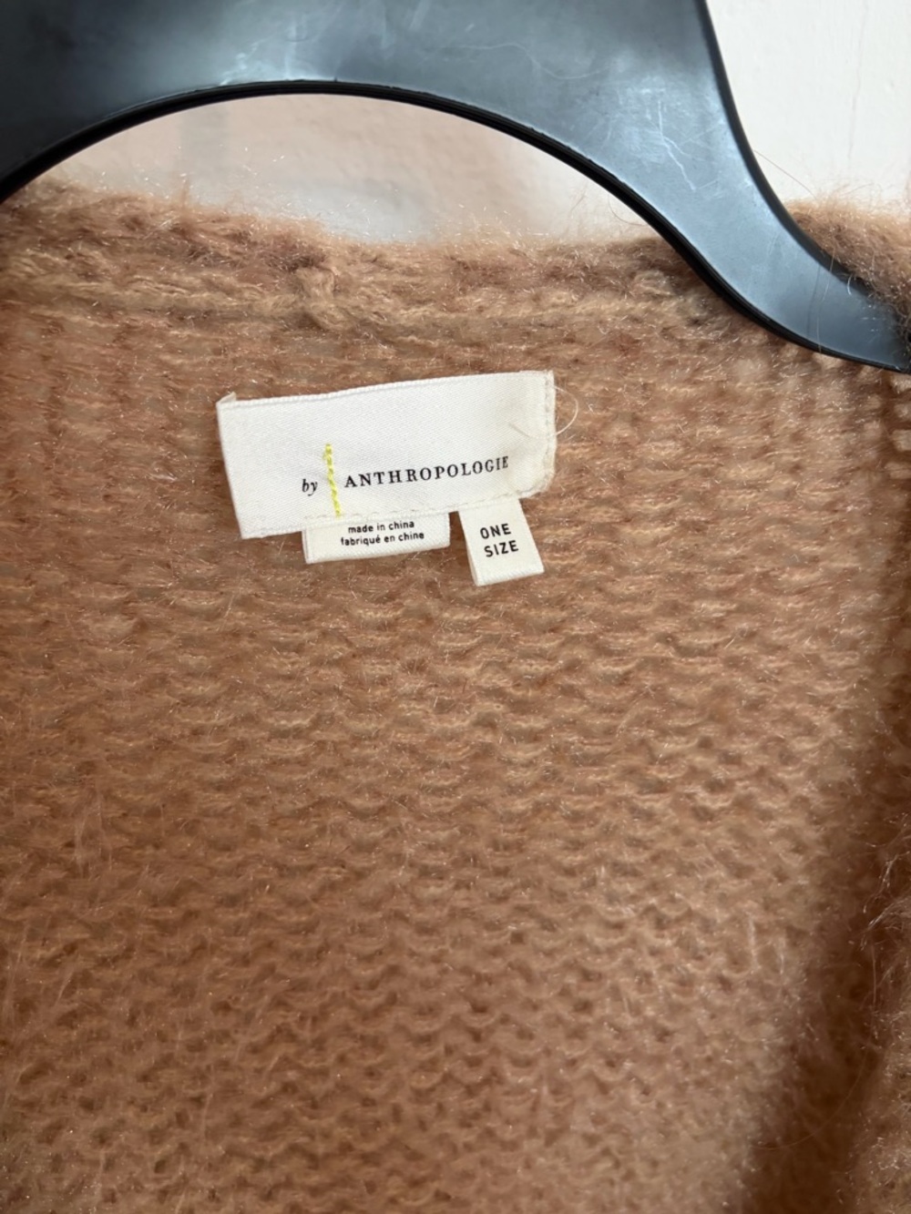 Anthropologie Fuzzy Camel Open-Front Knit Cardigan - Picture 6 of 8